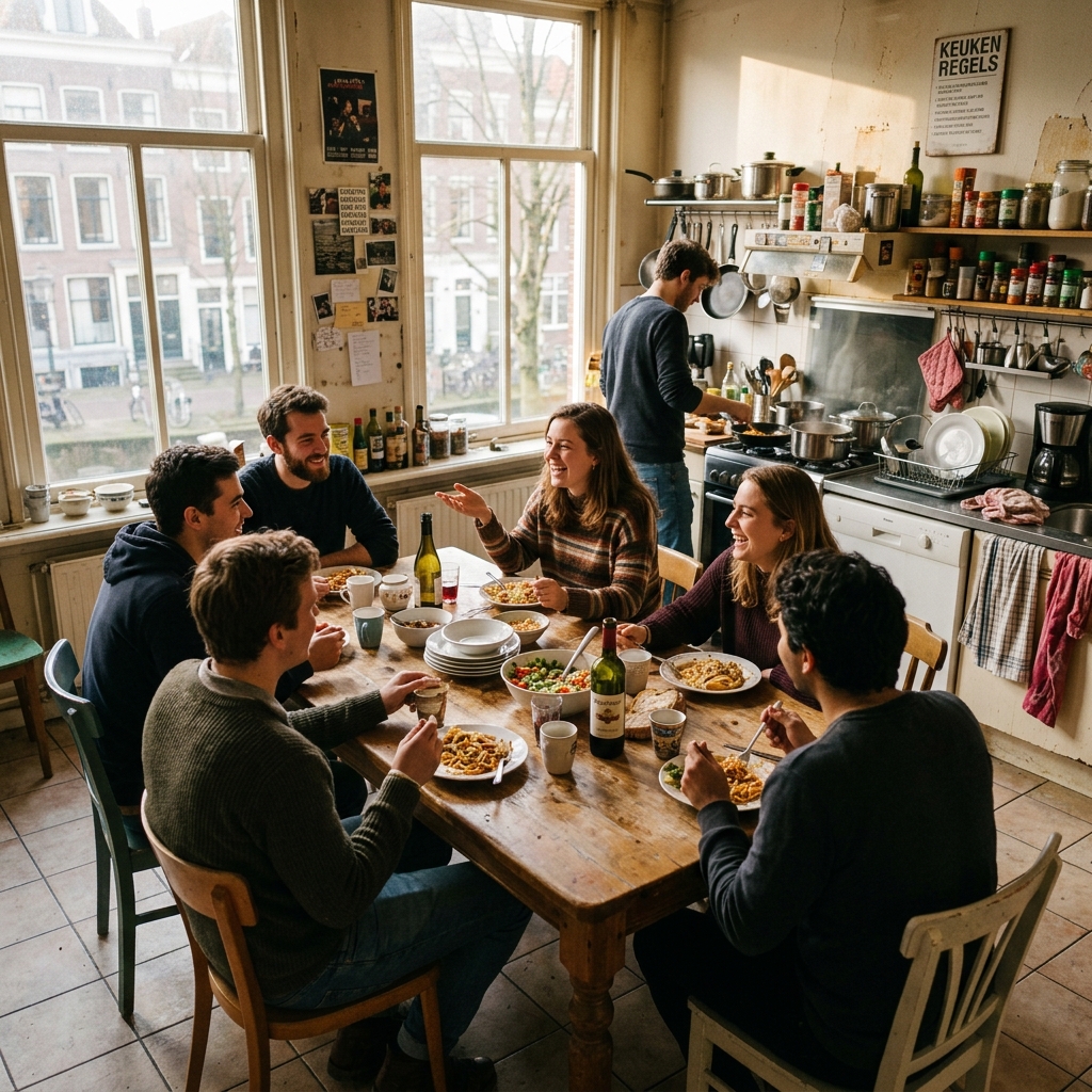 Samen eten in het studentenhuis